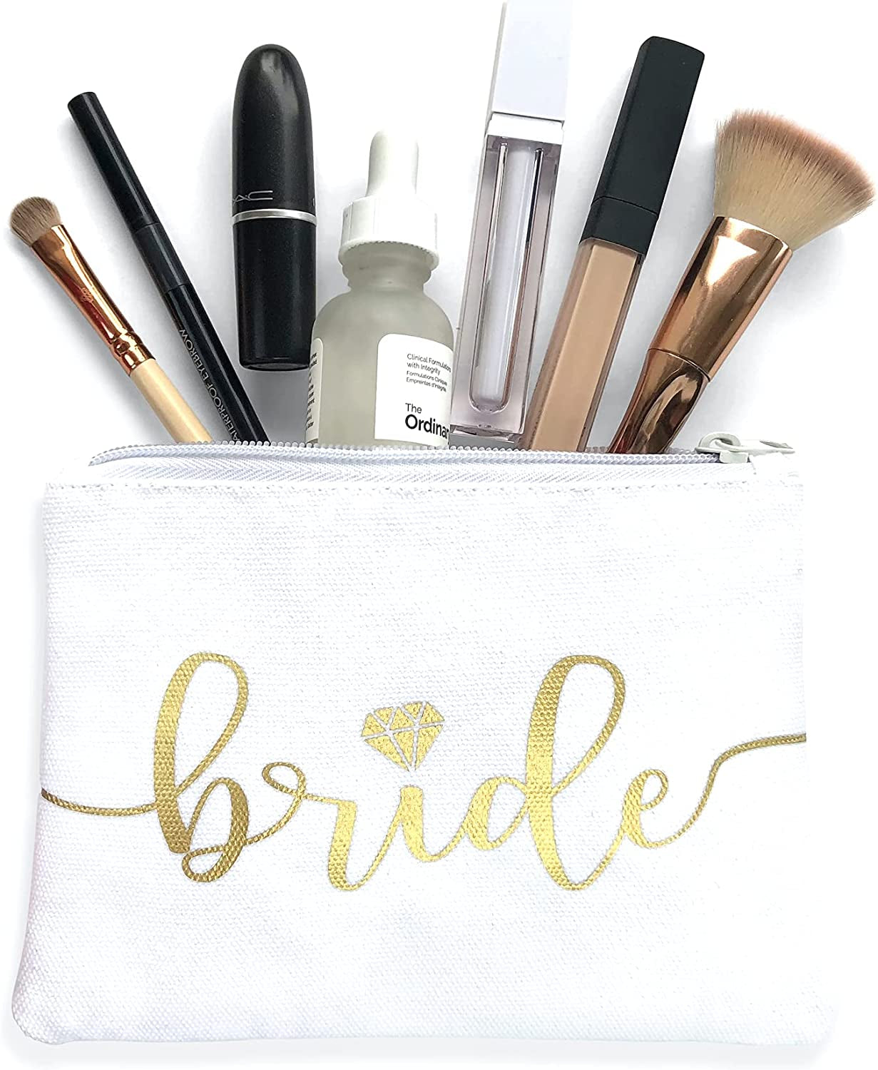 Bride Tribe Makeup Bags - Bridesmaid Favor for Bachelorette Party, Bridal Shower, Wedding. Cosmetics/Toiletries Bag, Wedding Survival Kit, Hangover Kit, Keepsake (4+1Pc Bride Tribe + Bride, Blush)