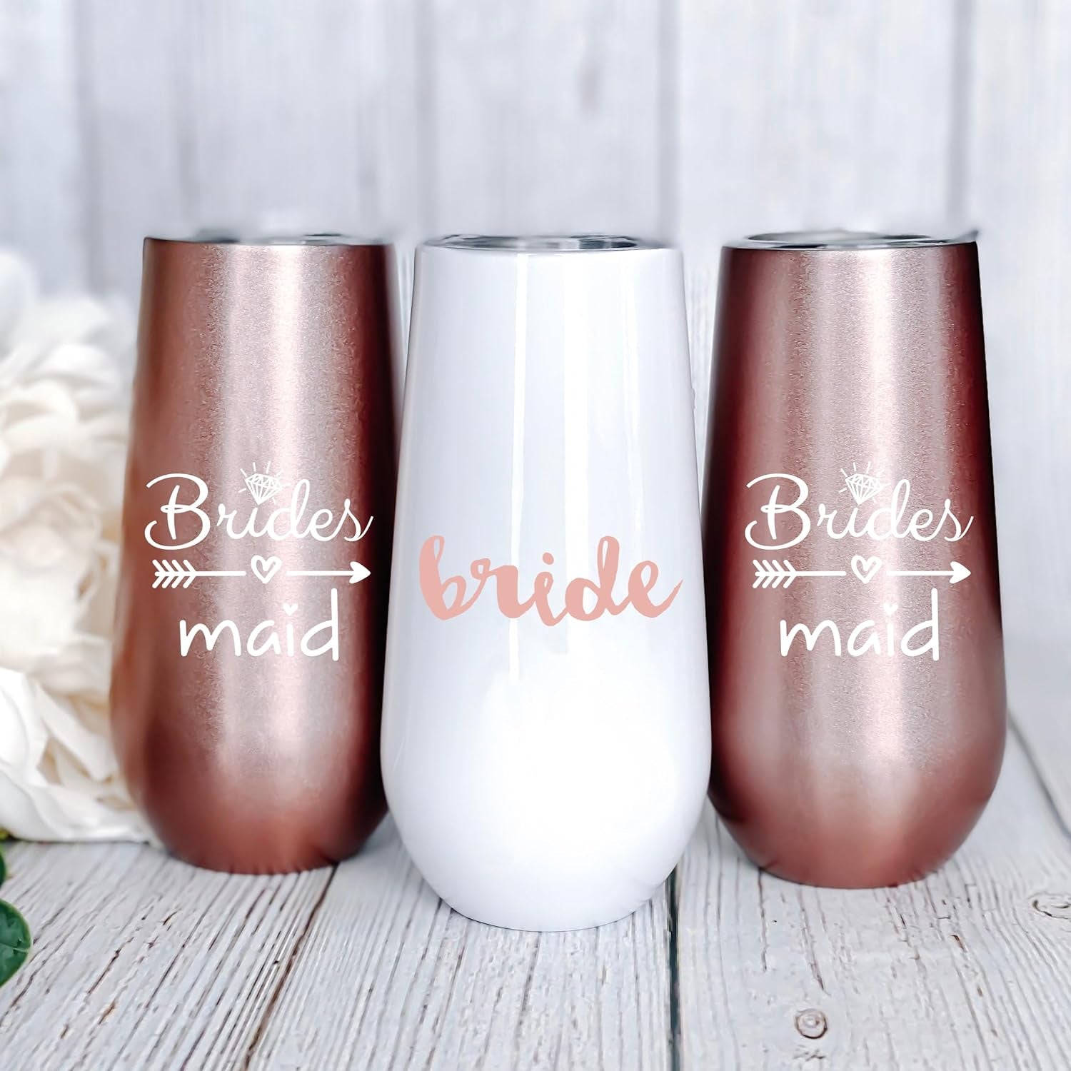 Bride to Be Champagne Flute | 6 Oz Bridesmaid Stainless Steel Wine Tumblers | Bridal Shower Gift, Bridesmaid Proposal Box, Bride Tribe Bachelorette Party Supplies | Bridal Party Cups & Bridesmaid Cups