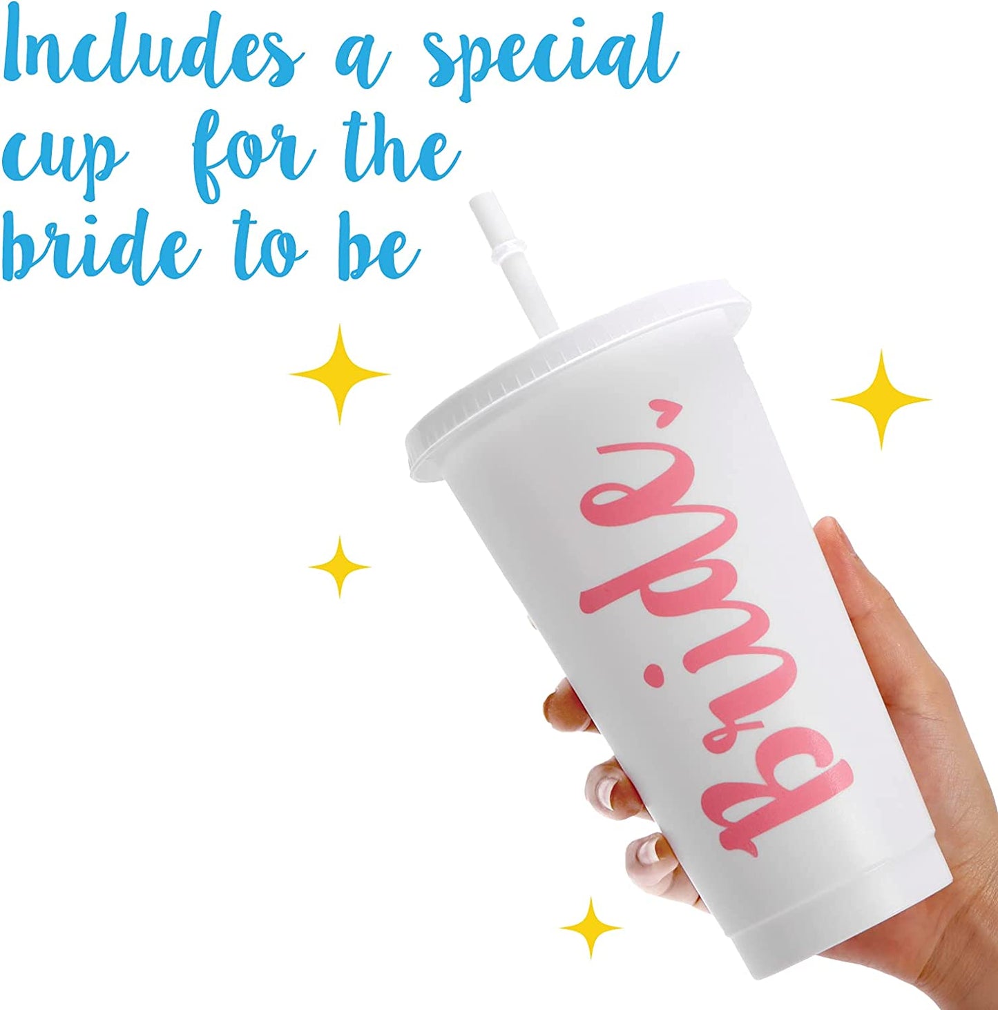Bride & Babe Bachelorette Cups for Bachelorette Party [10 Pack] | Bachelorette Party Supplies | Bachelorette Party Cups | Bride Cup, Bridesmaids Cups | Set of 10 with Lids